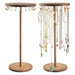 Wooden Jewellery Organiser Tower — 12 or 18 Golden Hooks, Round Base