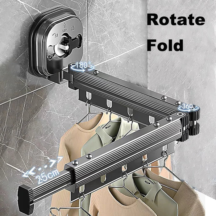 Retractable Wall-Mounted Clothes Drying Rack — Foldable Aluminium, Space-Saving