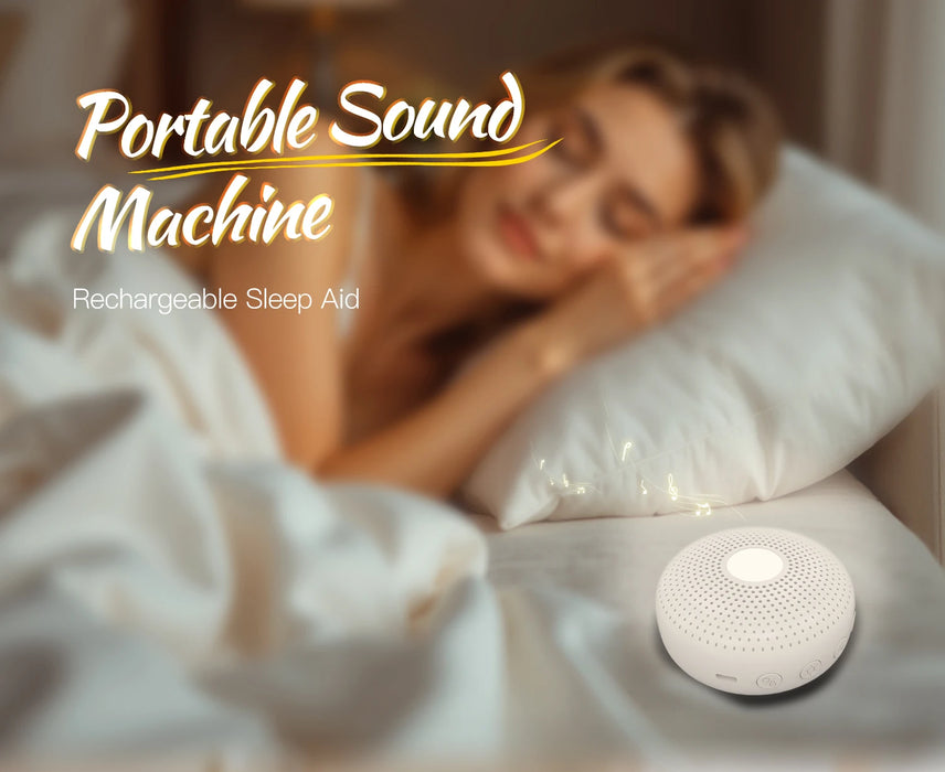 Portable Sleep Sound Machine for Baby & Adult — 15 Sounds, Cry Detection, Night Light, Timer (Rechargeable)