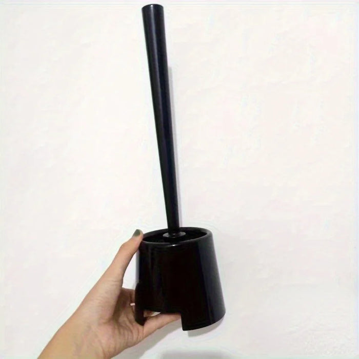 Long‑Handle Toilet Brush with Holder — Flexible Deep‑Clean, Portable (White or Black)