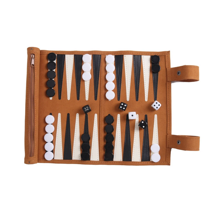 Portable Backgammon Set – Roll-Up Travel Board for Adults & Children