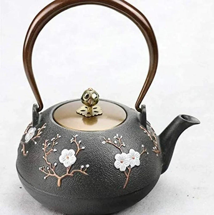 Cast Iron Peanut Teapot Kettle — about 1.0 L (Black)