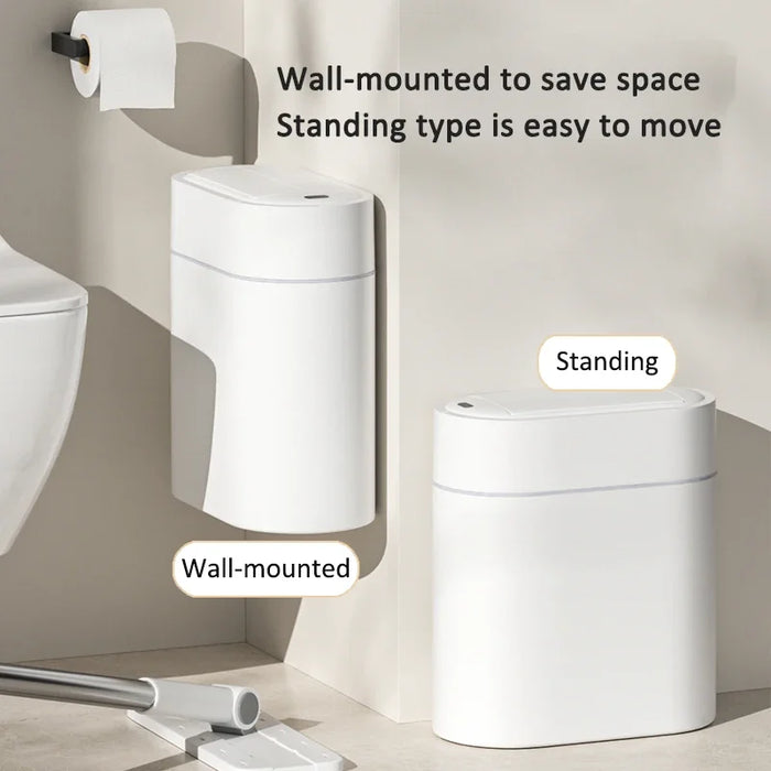 7L/9L Two‑way Sensor Bin with Lid — Battery‑powered, Wall‑mount or Freestanding Narrow‑slit Bin