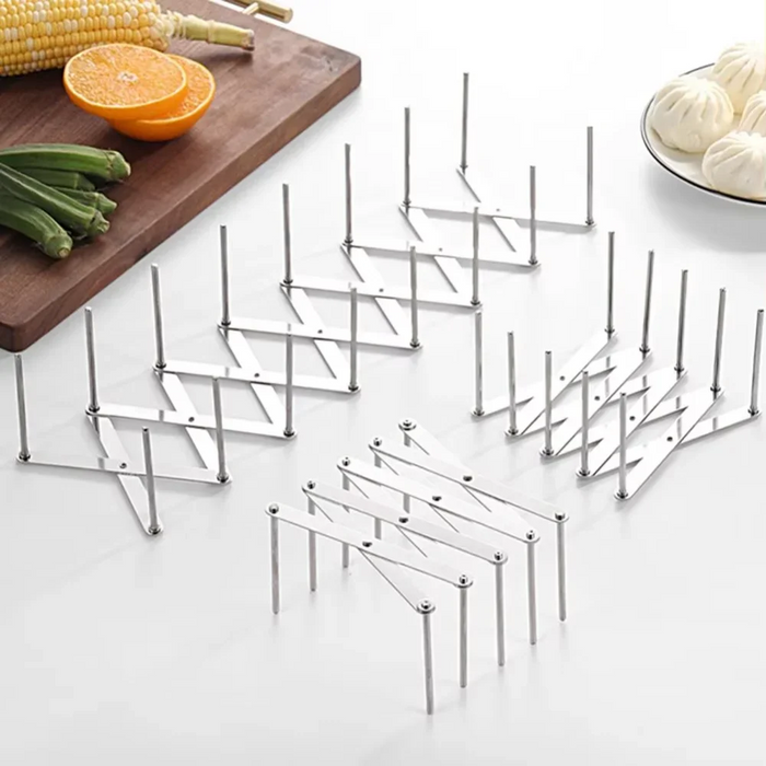 Retractable Stainless Steel Storage Rack – Space-Saving Pot Lid & Plate Holder
