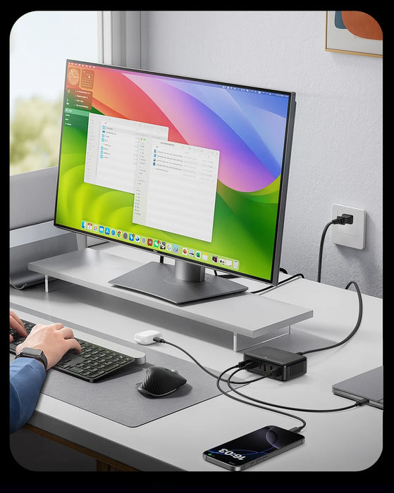 Rocoren 100W GaN 6‑Port Desktop USB Charger – 3x USB‑C & 3x USB‑A