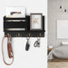 Wooden Wall-Mounted Key & Mail Organiser — Rustic Letter Sorter with 4 Key Hooks