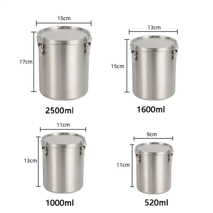 304 Stainless Steel Airtight Food Storage Container with Measurement Scale — 520/1000/1600/2500ml