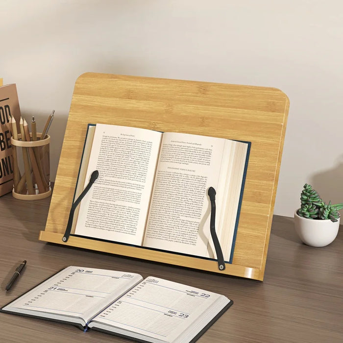 Adjustable Wooden Book Stand – Pine Reading Rack for Kids & Adults with Tablet Holder