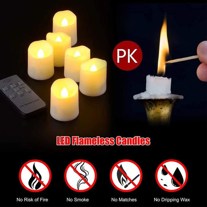 Rechargeable LED Tea Lights with Remote — Flameless Timer Candles (Warm & Colour)