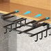 Under-Cupboard Steel Kitchen Rack with Hooks — Paper Towel, Cutting Board & Lid Holder