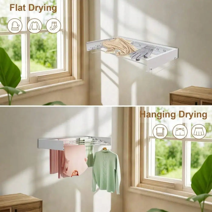 Wall-mounted Foldaway Drying Rack — 80cm (5 rods) or 100cm (6 rods)