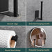 Adhesive Stainless Steel Paper Towel & Toilet Roll Holder — Black or Silver (S/M/L)
