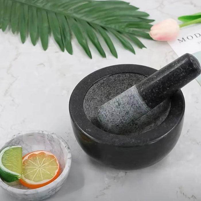 Polished Granite Mortar and Pestle for Herbs, Salsa & Avocado (3.74 x 1.97in)