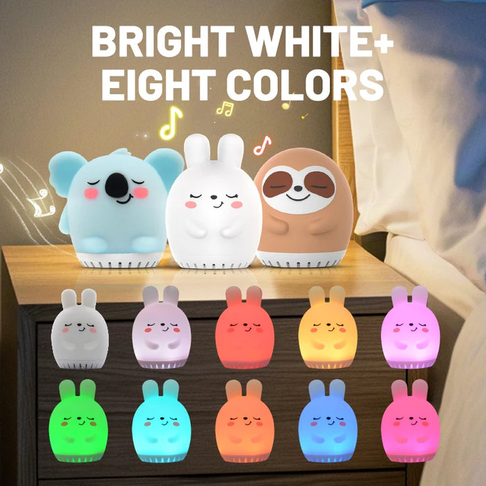 Mini Rabbit White Noise Machine & LED Night Light — 20 Soothing Sounds, USB‑C Rechargeable Silicone Sleep Aid