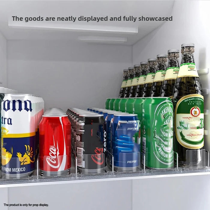 Automatic Soda Can Dispenser — Transparent Slide-Rail Fridge Rack
