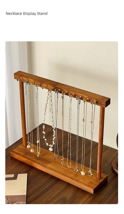 Solid Wood Jewellery Display Stand – Countertop Necklace & Bracelet Rack