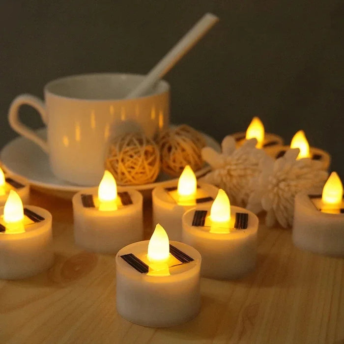 Solar Tea Light LED Candles – Rechargeable, Flameless, Waterproof for Garden & Home