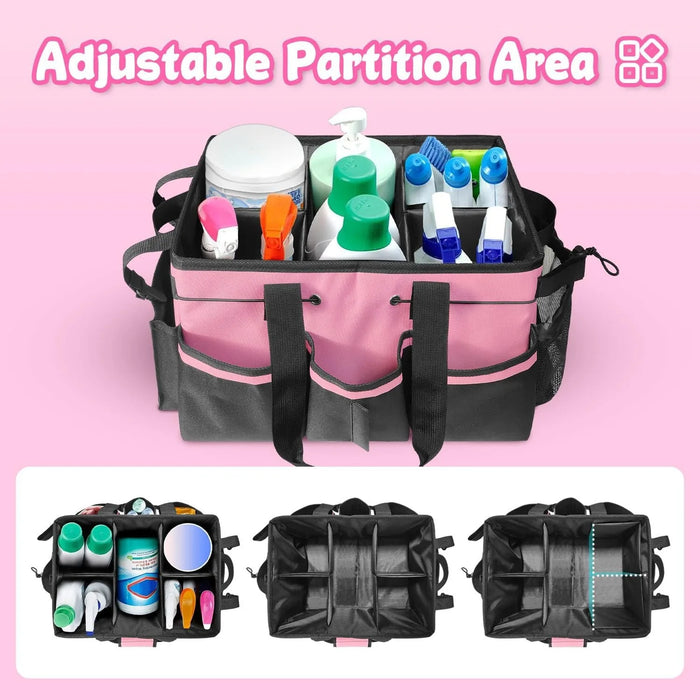 Large Cleaning Caddy Tote with Support Board & Multi-compartment Organiser