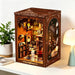 Twilight Library DIY Wooden Bookend Miniature Cottage with Touch LED