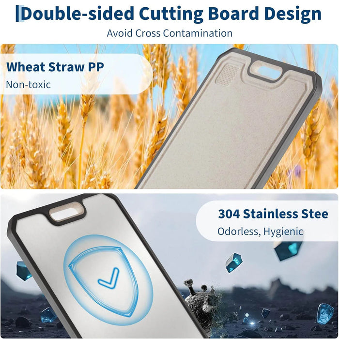 Titanium Double-Sided Cutting Board with Deep Juice Grooves & Handles — 25 x 38 x 1.2 cm