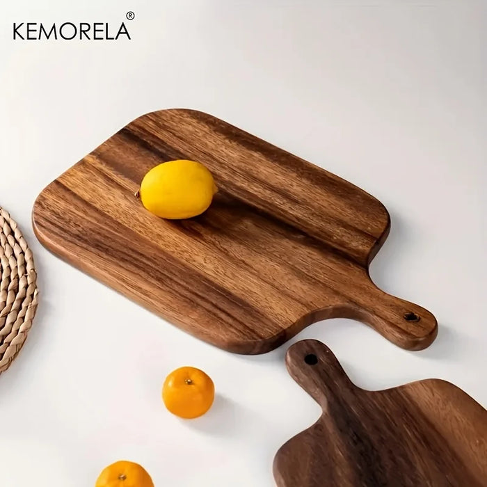 Wooden Cutting Board with Handle — Rectangle Chopping Board for Fish, Cheese, Bread & Fruit