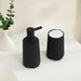 2-Piece Bathroom Set – Soap Dispenser & Toothbrush Holder, Striped Black