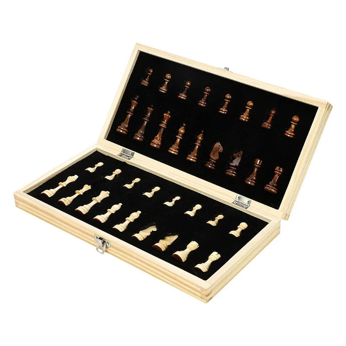 Three-in-One Wooden Game Set — Chess, Checkers & Backgammon, Portable