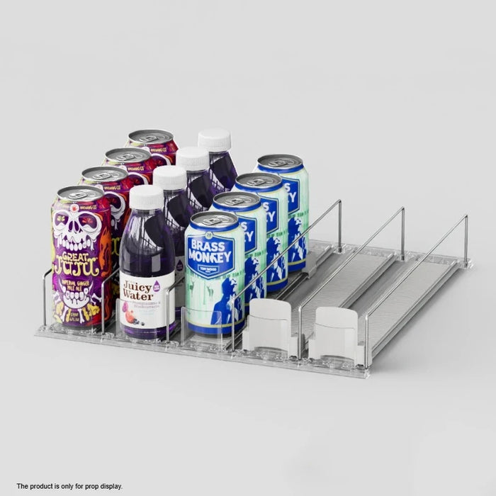 Automatic Soda Can Dispenser — Transparent Slide-Rail Fridge Rack