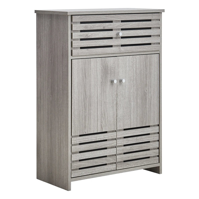 Modern Wooden Freestanding Bathroom Cabinet - Grey Oak, 60 x 30 x 85cm