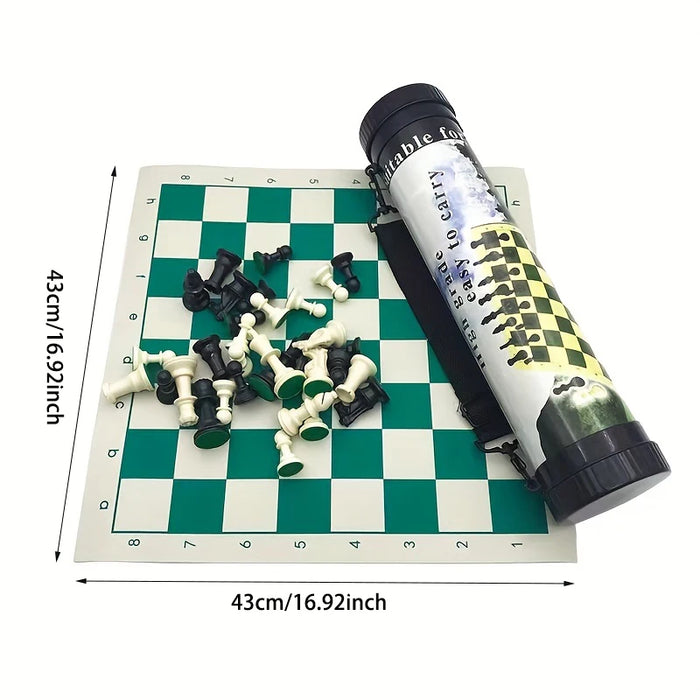 Portable Barrel Folding Chess Set — Plastic Pieces for Travel, Family & Kids