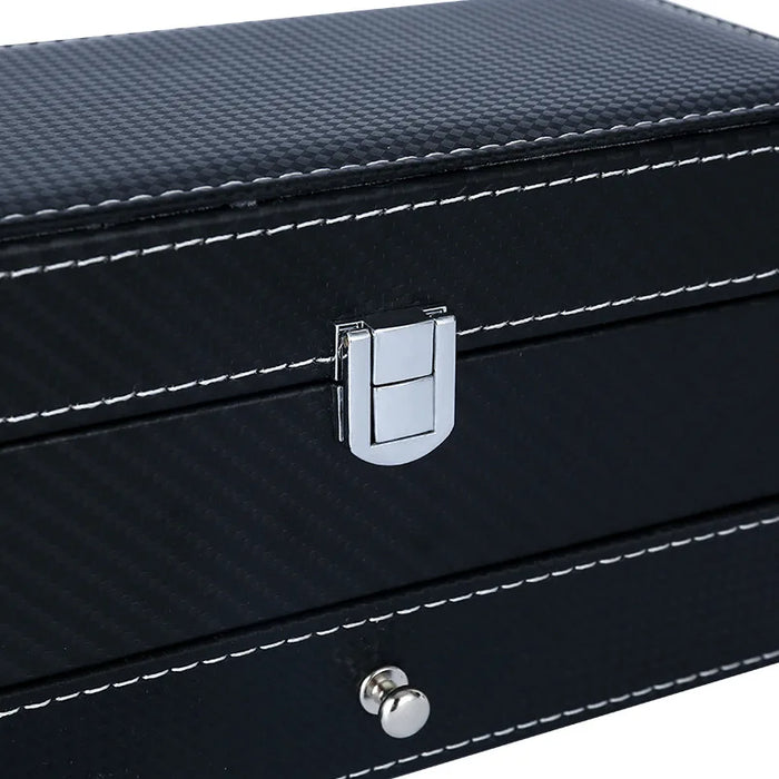 4‑Position Double‑Layer PU Leather Jewellery & Watch Storage Box