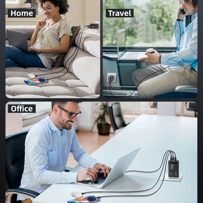 100W GaN USB‑C PD Charger (QC3.0, PPS) – Fast Charge for Laptop, iPad, iPhone 15/16 Pro Max, Samsung