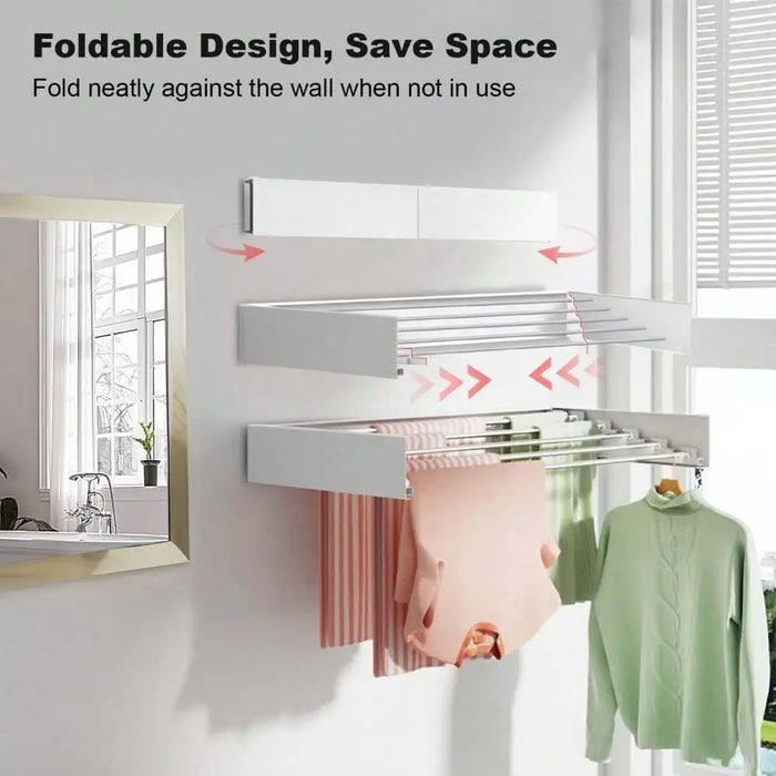 Wall-mounted Foldaway Drying Rack — 80cm (5 rods) or 100cm (6 rods)
