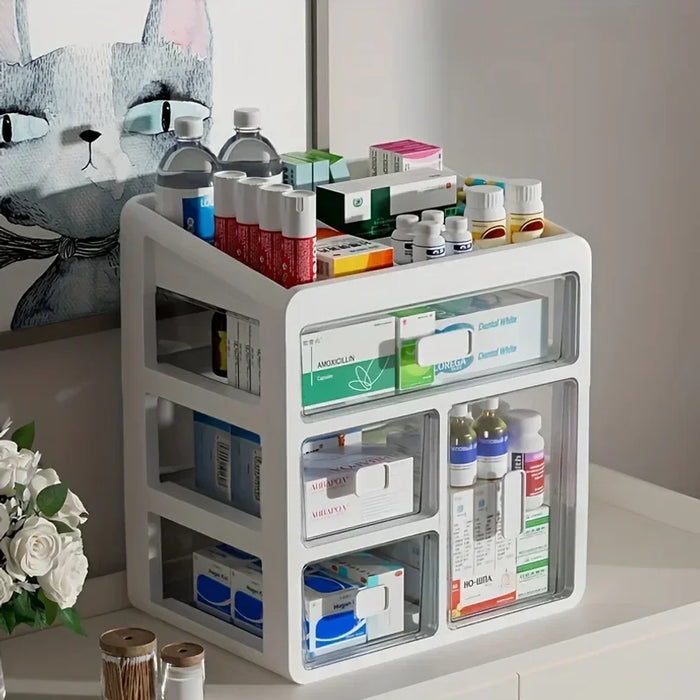 Drawer-style medicine organiser — large-capacity multi-purpose storage box