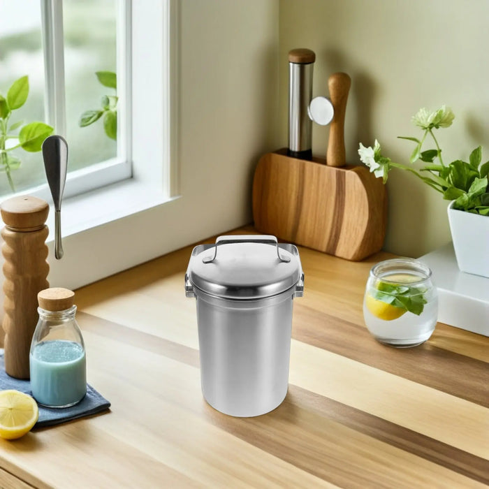3L Stainless Steel Kitchen Compost Bin — Countertop Food Scrap Container with Odour‑Sealing Lid & Handle
