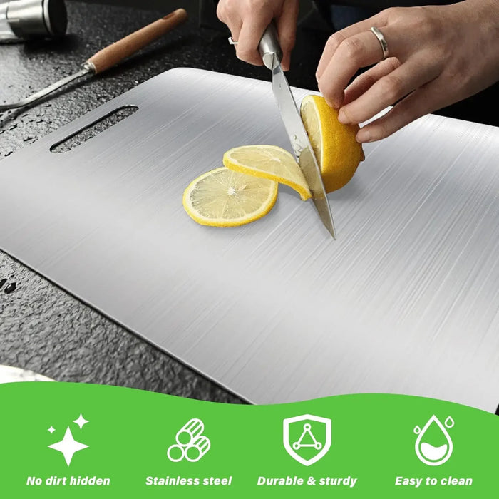 Stainless-steel Cutting Board — Thickened, Double-sided Food‑Grade Chopping Board