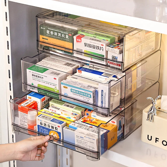 Acrylic Drawer Medicine Box – Stackable, Large Capacity, Durable Design