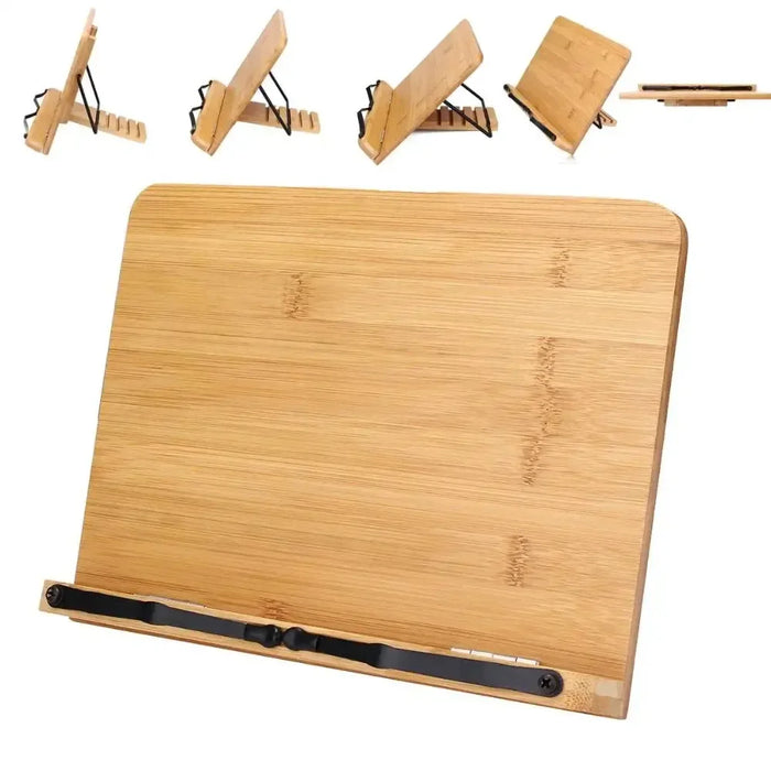 Bamboo Adjustable Book Stand – Portable Folding Book & Cookbook Holder 28×20cm