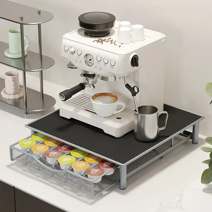 Metal Coffee Capsule Drawer Rack – 36-Capsule Desktop Storage Shelf