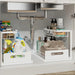 Under-sink Pull-out Metal Organiser — Sliding Storage Shelf for Kitchen (Black/White)
