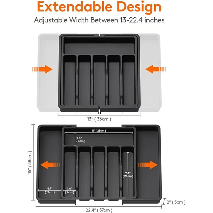 Expandable Cutlery Tray – Adjustable Drawer Utensil Organiser (PP)