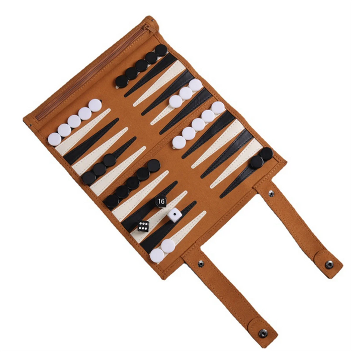 Portable Backgammon Set – Roll-Up Travel Board for Adults & Children
