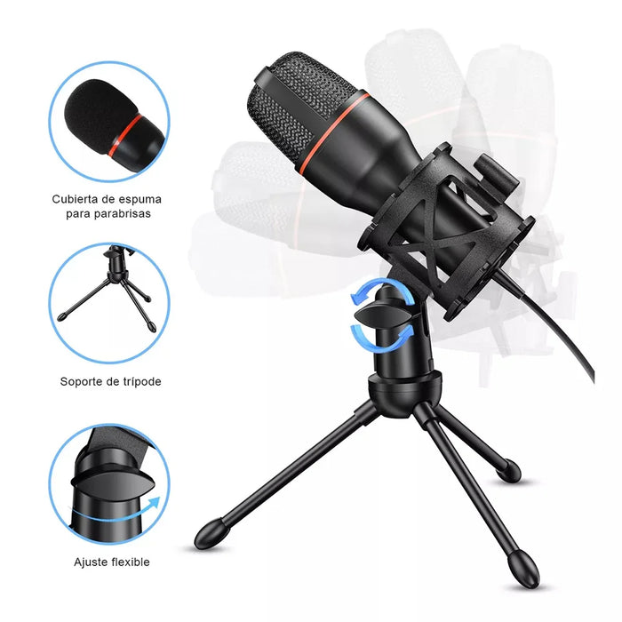 USB Condenser Microphone for PC & Laptop — Wired Streaming, Podcasting & Gaming (RGB option)