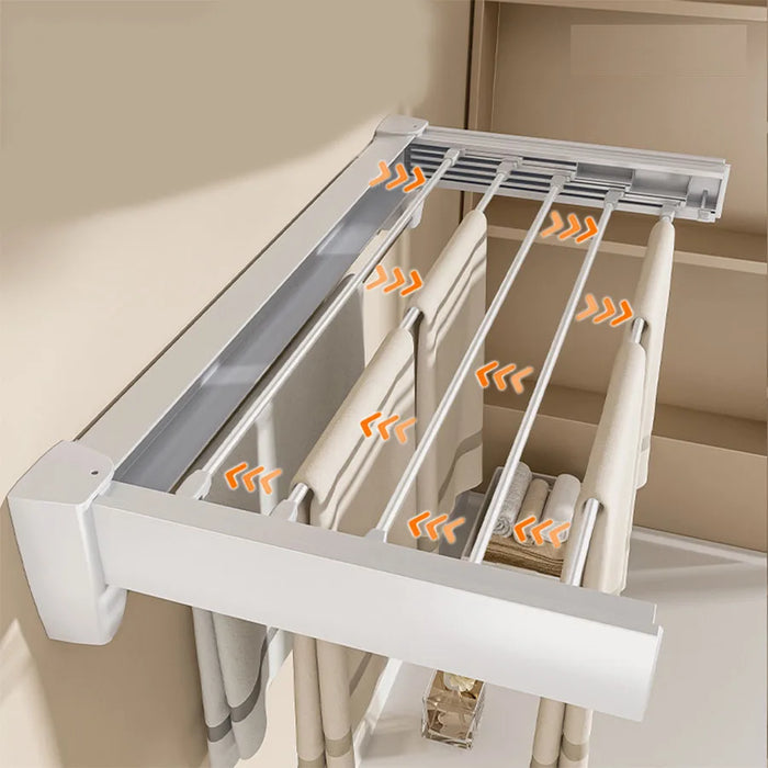 Folding Telescopic Wall-Mounted Towel & Clothes Rack — PVC, Extendable (White/Silver)