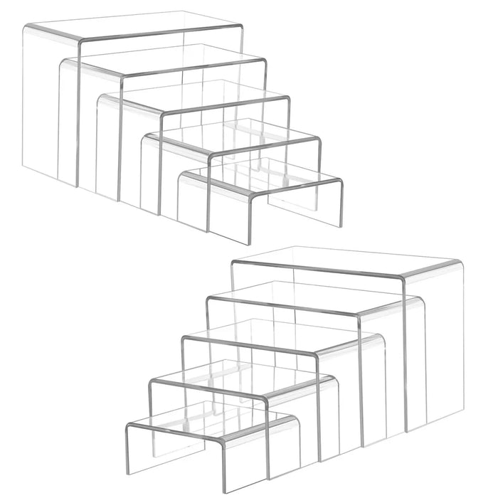 5-piece Acrylic Rectangular Cupcake Display Stand – Transparent Dessert Showcase