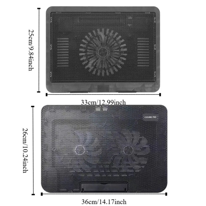 Adjustable Metal Mesh Laptop Cooling Pad with USB and LED Light — Black