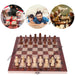 Foldable 3-in-1 Wooden Chess Set — Chess, Checkers & Backgammon, 29×29cm Travel Board
