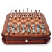 High-end 30.5cm (12") international chess set with metal pieces and two extra queens