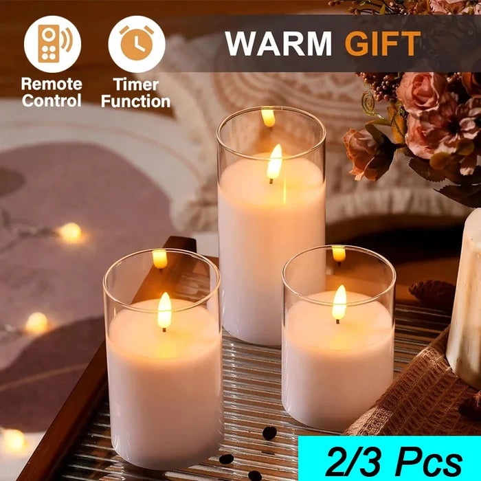 LED Flameless Acrylic Candles with Remote & Timer – Flickering, Battery Powered