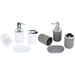 4‑Piece Plastic Bathroom Accessory Set — Soap Dispenser, Storage & Rinse Cups, Soap Dish